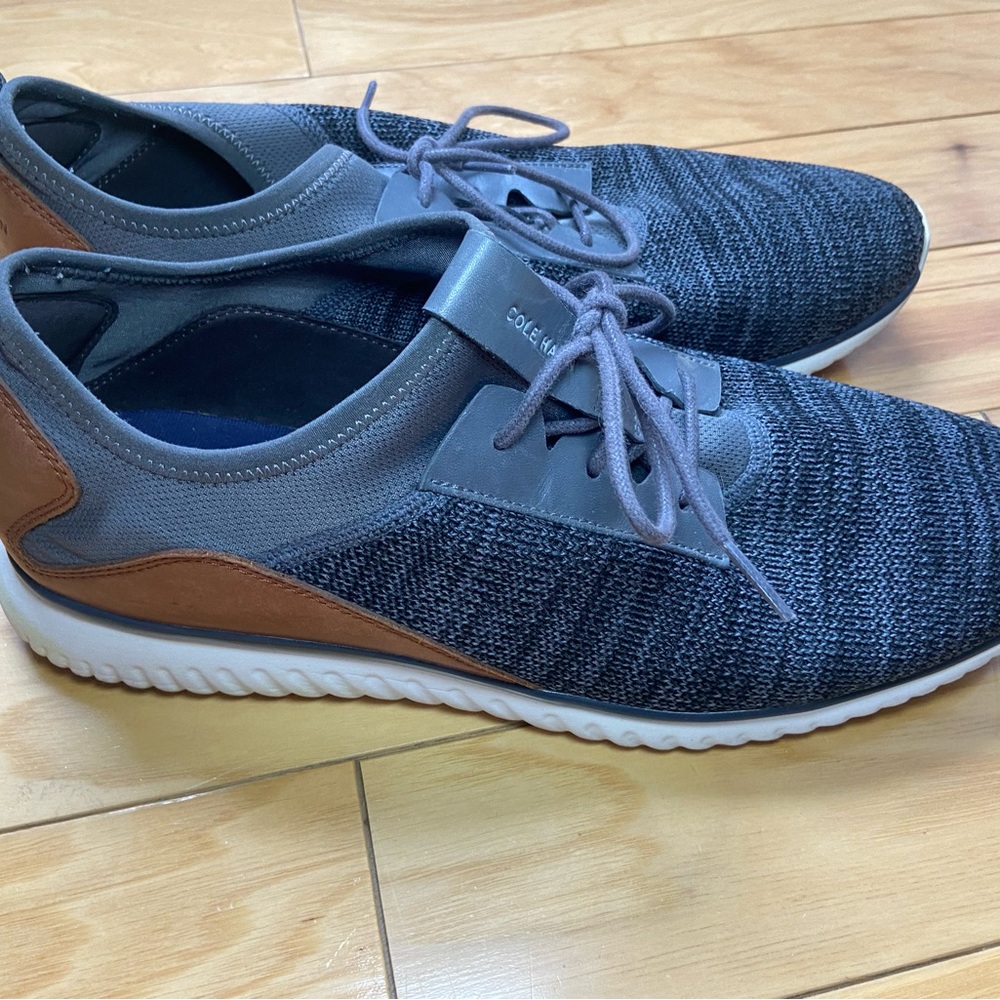 Mens COLE HAAN Grandsport OS Knit Leather Sneaker 13M Gray‎ Crossover Dress Shoe - Picture 5 of 11